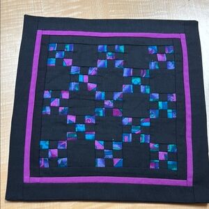 Black, Purple, Homemade Quilted Table Square